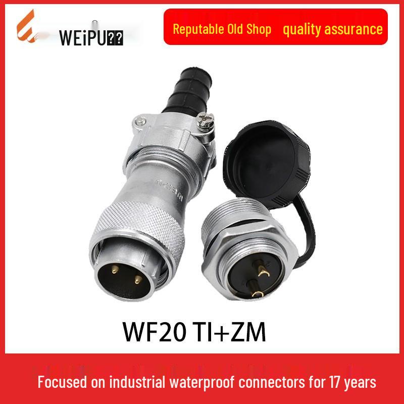 Weipu WF20 Waterproof Aviation Plug Socket, 12-Pin Cable Connector with TI Nut Seat