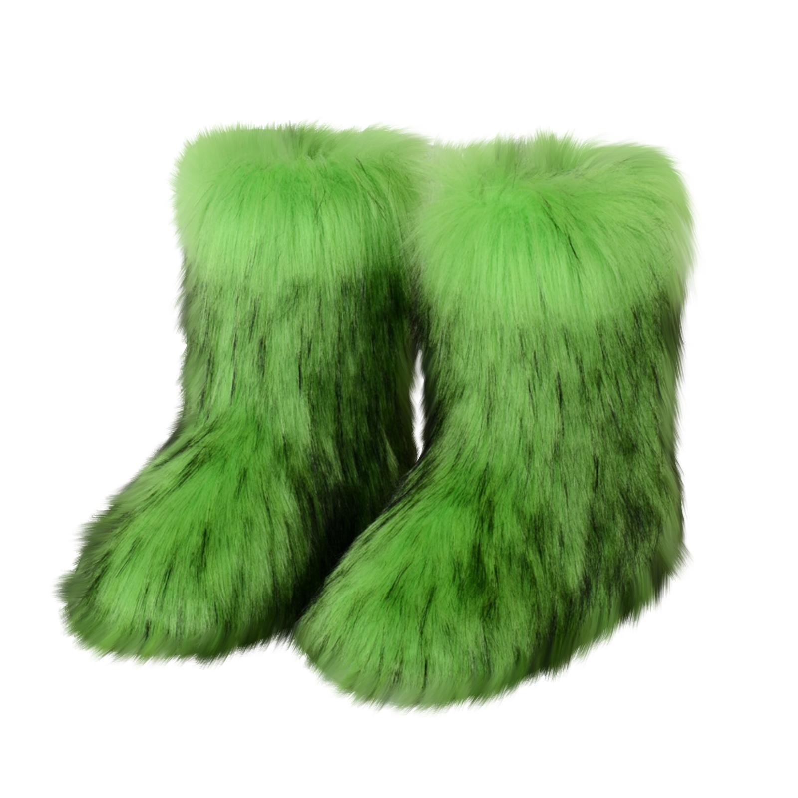 

Women s Fall And Winter Warm Boots Boots Imitation Animal Mid-Calf Snow Boots 40 зелений
