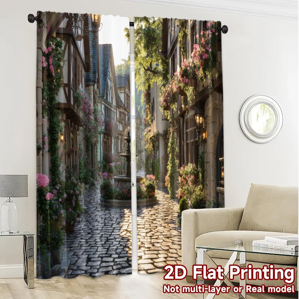 Flat Printing Curtains Without Rod Stoneflower Alley Print Chic Versatile Fabric All Curtain Set Of 2 Made Polyester Washable