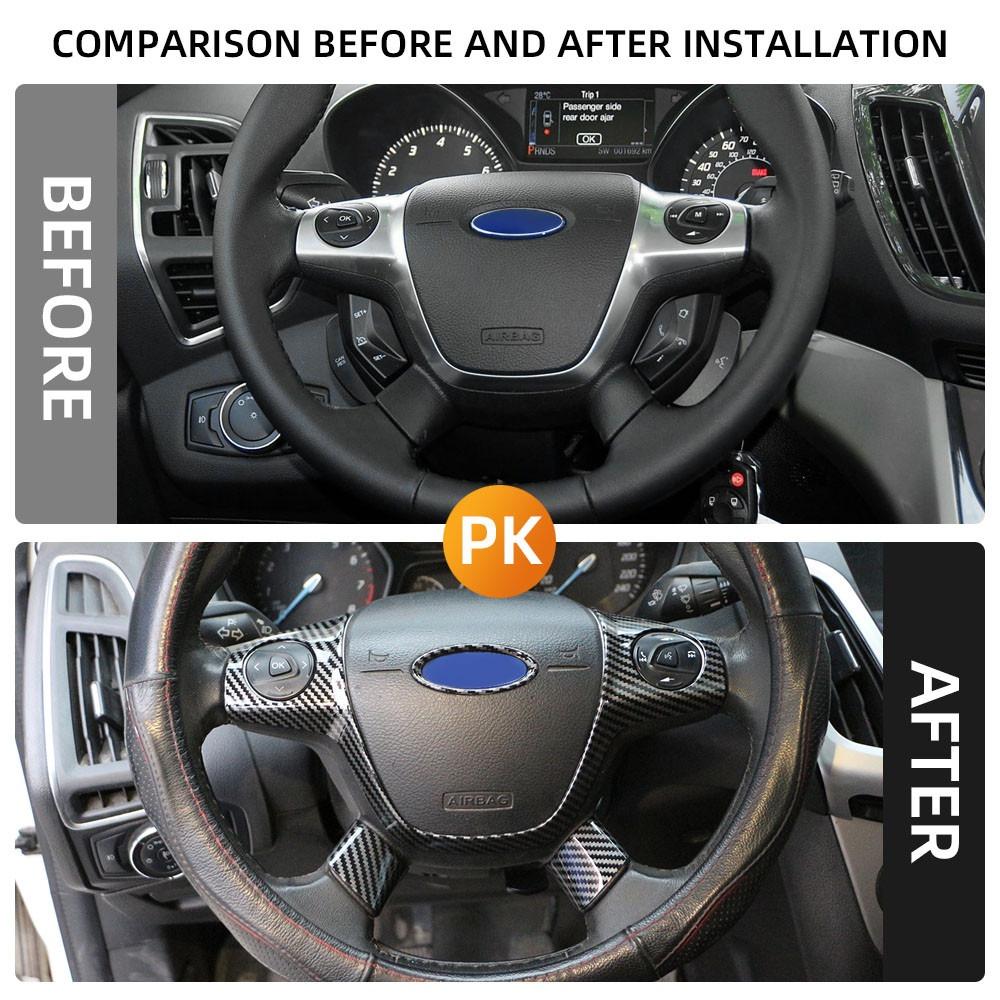 Steering Wheel Cover Sequins Trim Sticker ABS Chrome for Ford For Focus 3 Kuga Escape CMAX Grand 2011-2017 Models