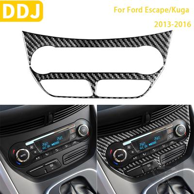 Fibra de Carbono Para Ford Escape Kuga 2013 2014 2015 2016 Accesorios Panel de Control Climático Automático Interior del Coche Pegatina de Recorte