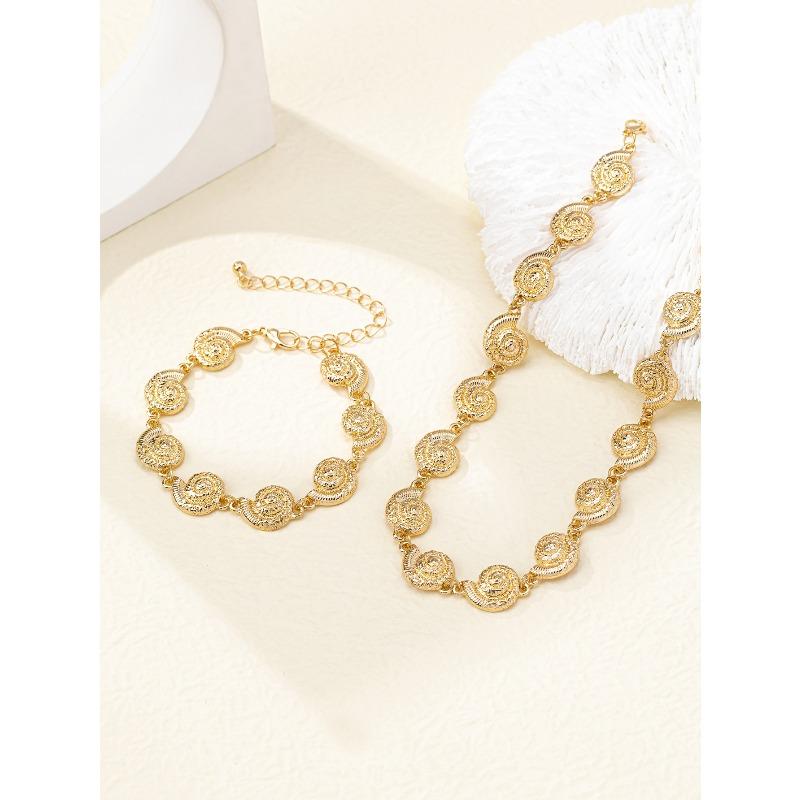 High-end designer versatile retro minimalist spiral women s jewelry set золотой