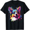 Waterverf Kleurrijke Vest Welsh Corgi Hond T-shirt