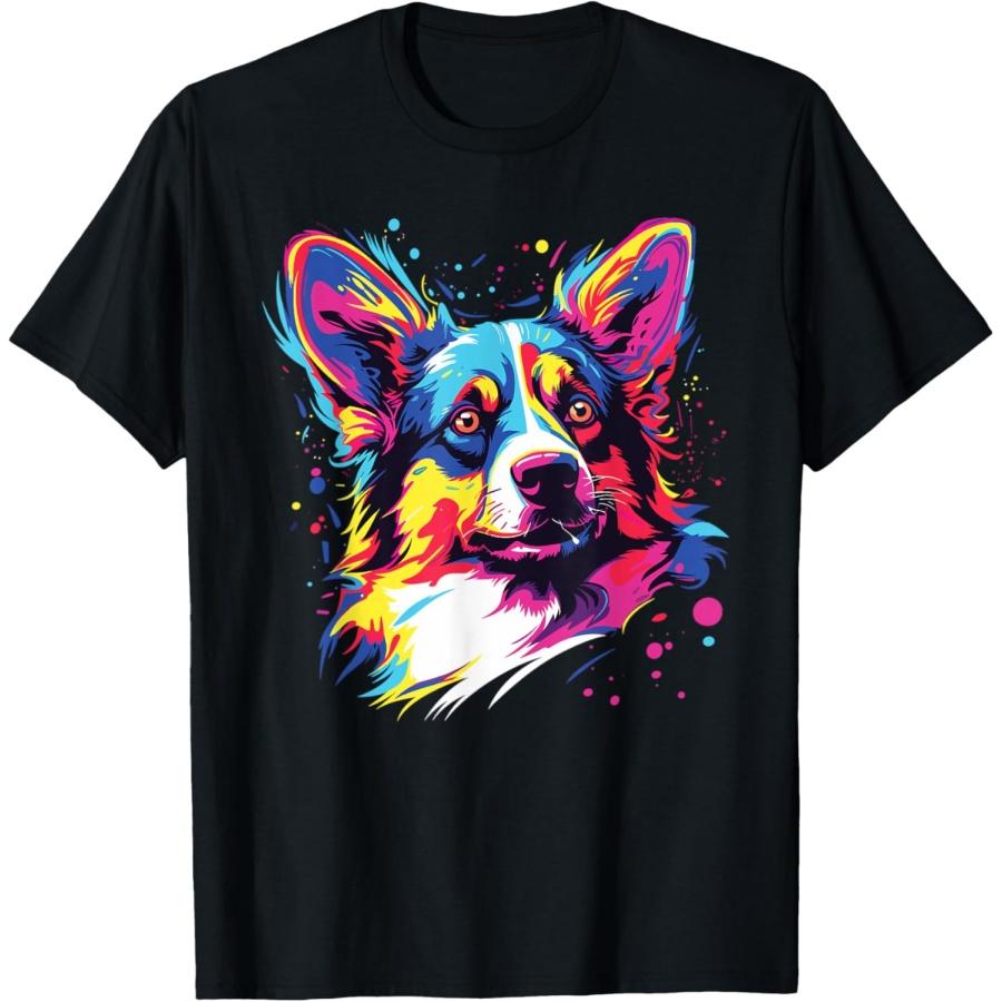

Watercolor Colorful Cardigan Welsh Corgi Dog T-Shirt XXXXXL чорний