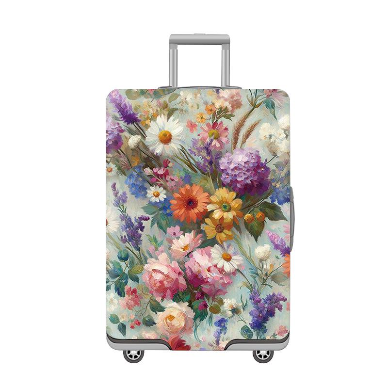 Elastic Zippered Travel Suitcase Protective Cover - Durable, Printed, and Wear-Resistant