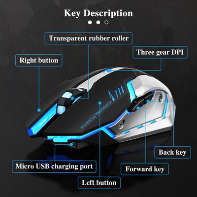2,4 g kabellose Gaming-Maus, leise, ergonomische Mäuse für Computer, Laptop, Mäuse mit LED-Hintergrundbeleuchtung für iOS und Android