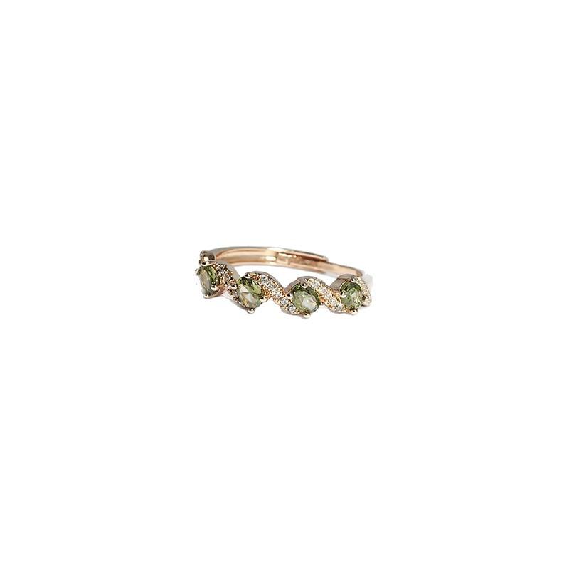 Imitation Peridot New Arm Ring For Women'S Personality, High Sense Of Luxury, Light Luxury, High Carbon, Full Set With Open Ring.