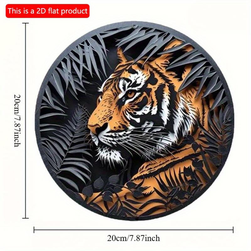 2d Flat 20*20cm, Round Wooden Sign, Lion Sign Decor Gifts Theme, for Hotel, Cafe, Home, Kitchen, Garden, Bedroom, Bar Wall Decor.