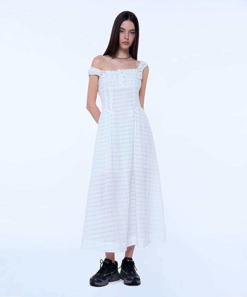 Instant Punk Summer Shirred Dress - White