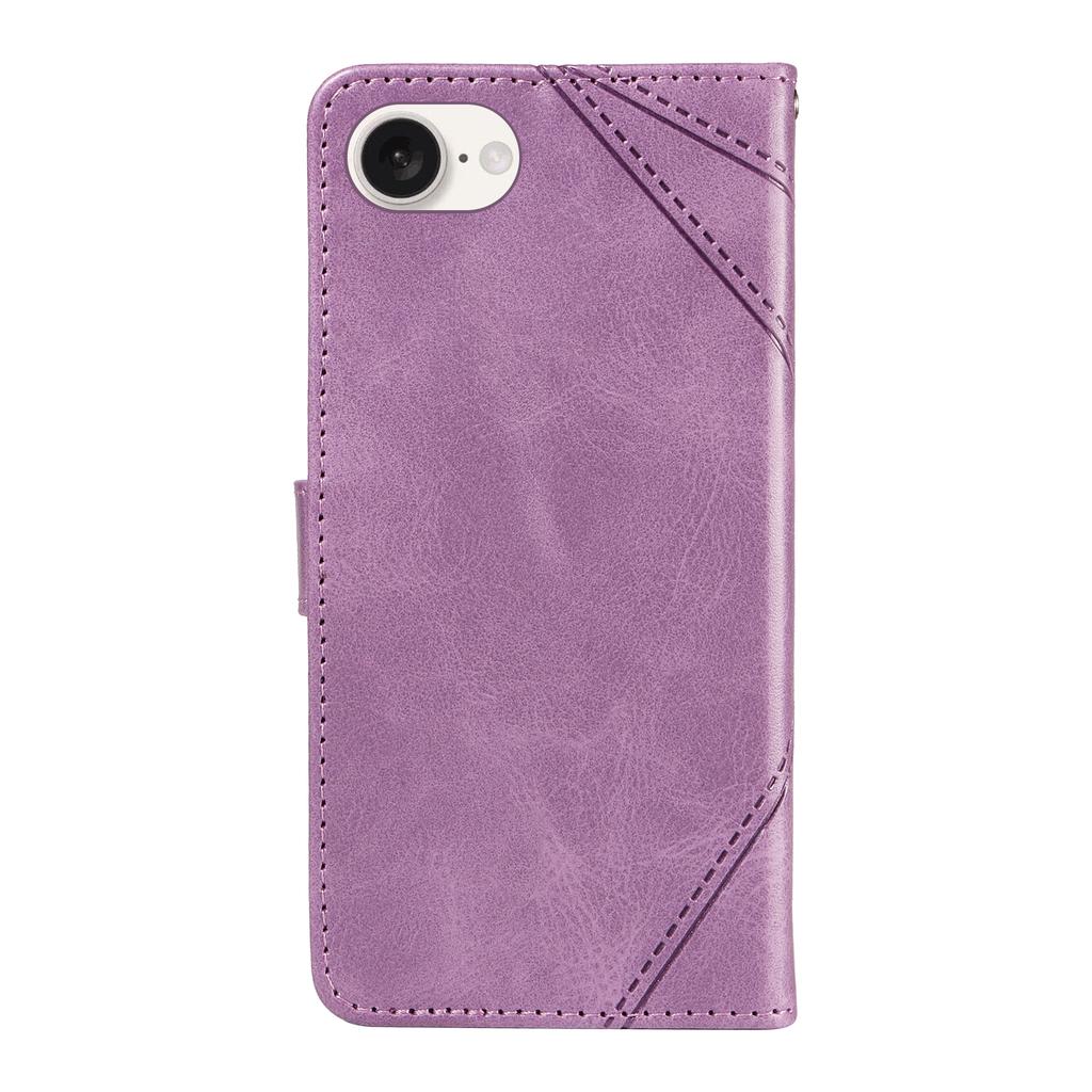For iPhone 16e Case Leather Card Holder Phone Cover Geometric Line