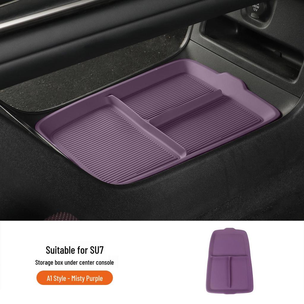 Soft Rubber Organizer for Xiaomi SU7 Console Storage Compartment, Car Interior Accessories