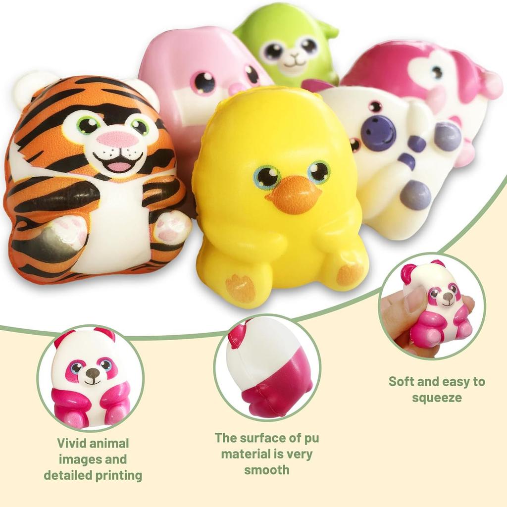 5/15/30Pcs Kawaii Mochi Squishies Cartoon Animal Stress Ball Fidget Toys Push Rebound Stress Relief Toys For Kids Party Favors