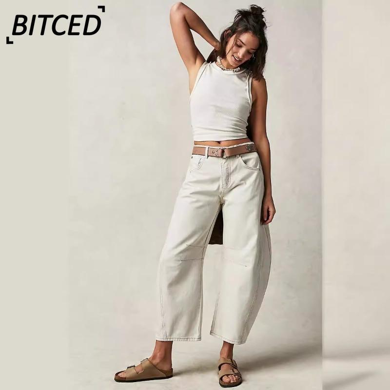 BITCED Women's Fashion Casual Solid Color Print Pants & Capris