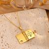 Titanium Steel Opening Book Pendant Stainless Steel Girls Text Locket  Neck Ornaments