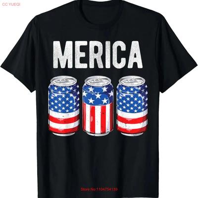 Beer American Flag 4th Of July Merica USA Drinking T Shirt Vintage Washed Streetwear Designer Clothes Top For Everyday Wear