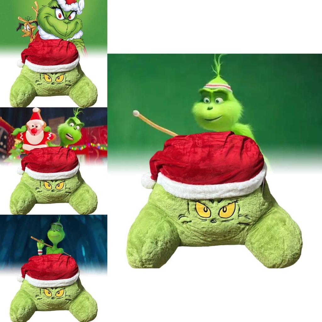 Cozy Plush Green Monster Grinch Pillow Christmas Holiday Decorative Cushion For Home Use