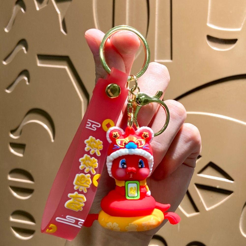 Lion Dance 2025 New Year Pendant Lucky Snake Key Ring Cute Snake Keychain  Ornament