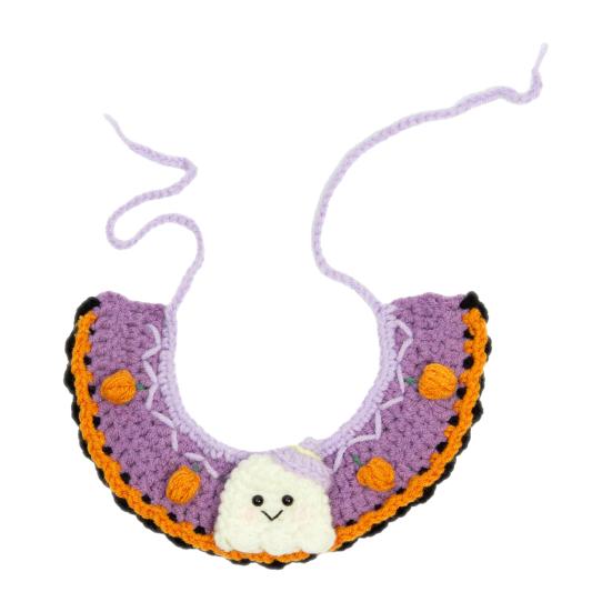 Clothing Halloween Pet Costume for Cats Small Dogs, Handmade Crochet Witch Hat Bib Puppy Party Accessories Collar, Adjustable Holiday Dog Cat
