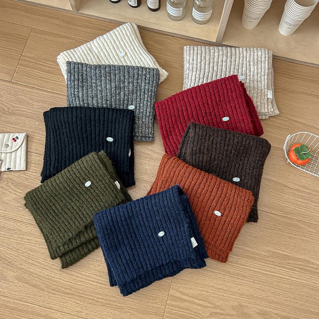 Women's High-End Blue Wool Scarf: Versatile Winter Fashion, Warm Snood, Korean Style Trend