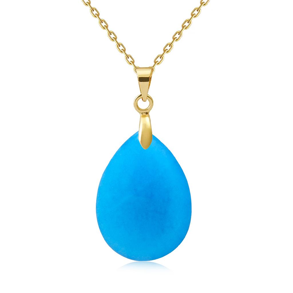 New Fashion Natural Stone Crystal Pendant Teardrop Simple Pendant Necklace Earrings Making Jewelry With Chain Collar