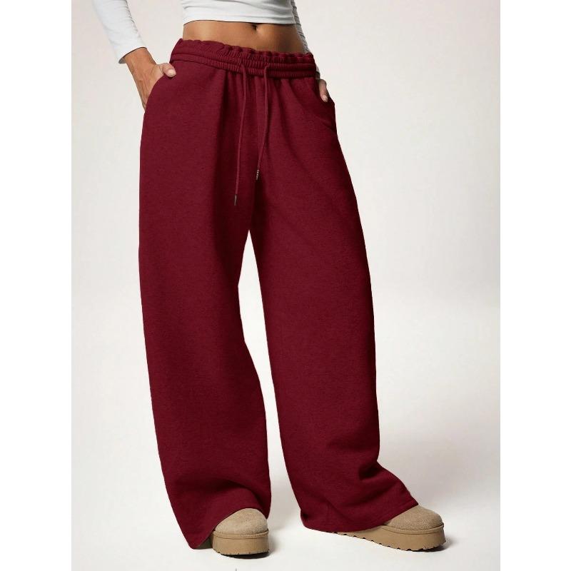 Autumn Winter High Waisted Thick Drawstring Pants Women Loose and Casual Sports Warm Pants Commuting Style