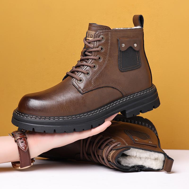 Men's Genuine Leather Velvet-Lined Non-Slip Martin Boots: Warm, Casual, Autumn & Winter Shoes