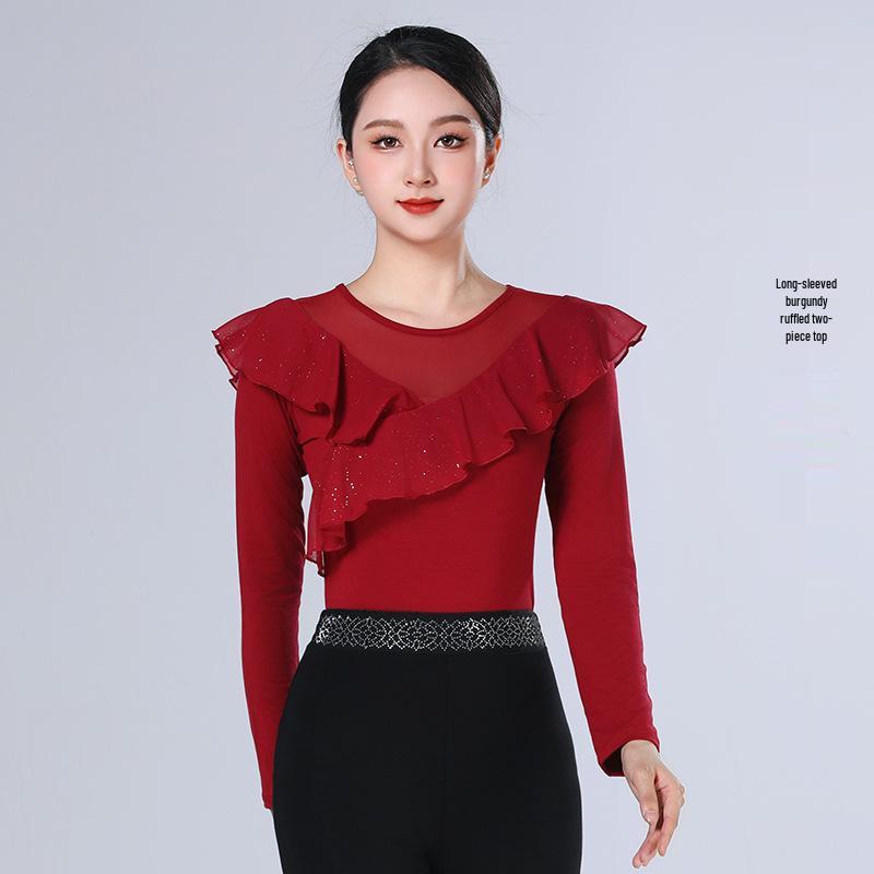 2026 Women's Sequin Ruffle Leotard - High-End Spring/Summer Figure Training & Etiquette Outfit