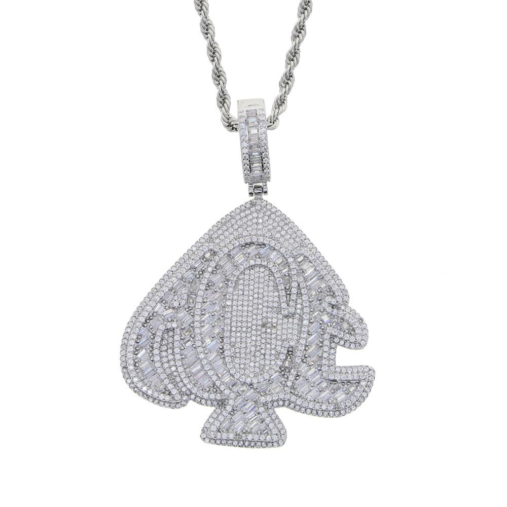 European American Foreign Trade New Heart English Letter Pendant Necklace Copper Hip Hop Men s