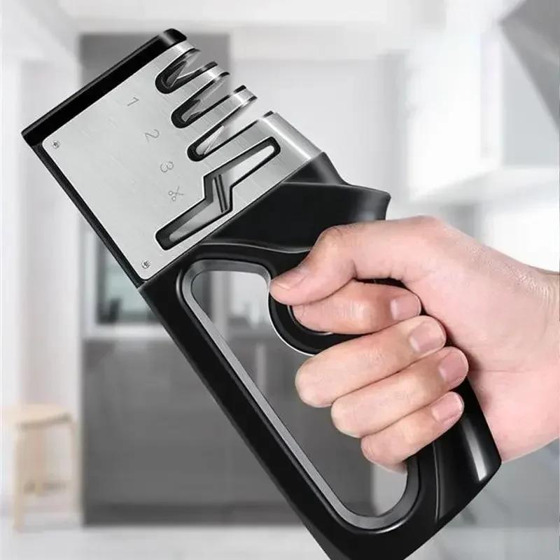 4in1 Multifunctional Sharpening Stone Quick Knife Sharpener Handheld Stainless Steel Blade Kitchen Appliance Kitchen Accessories
