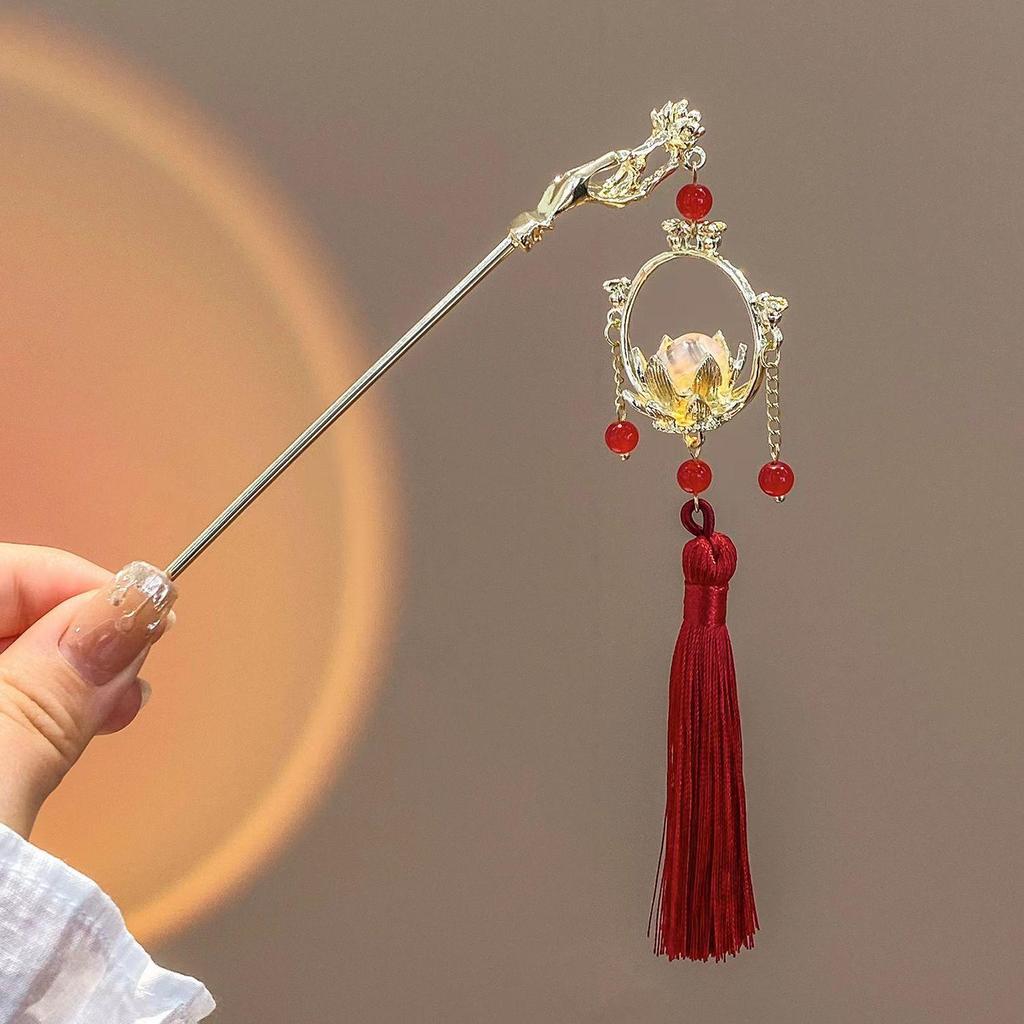 Lotus Lantern Tassel Hairpin: Versatile Fairy-Style Hair Accessory
