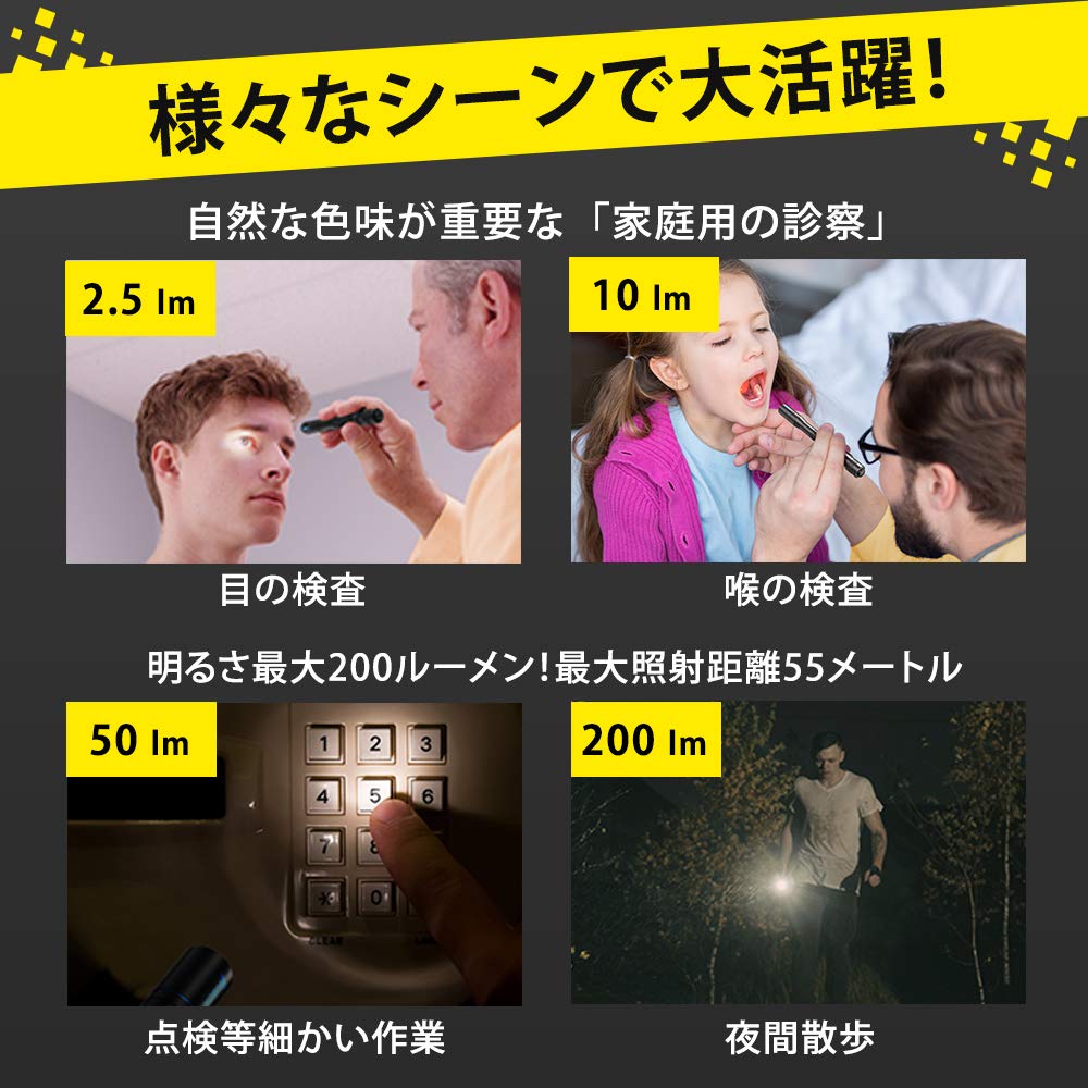 Penlight E19B 200 Lumens IP68 High Color Rendering Black WUBEN() CRI>90