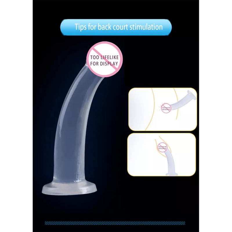 Woman Realistic Tpe Transparent Dildos  Penis Soft Artificial Strong Suction Cup Female Masturbation