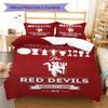 Man Utd  Pattern Bedding Quilt Set Quilt Cover Pillowcase Home Decoration Birthday Gift (1 * Duvet Cover + 2 * Pillowcase, Without Core)