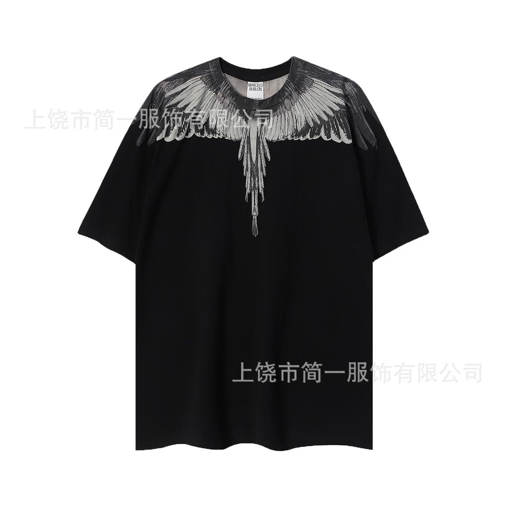 Summer Men's and Women's Same Fashion Trend T-shirt Personalized Trend Wing Printing Comfortable and Simple