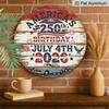 2D Flat, 1pc Round Aluminum America 250th Anniversary Sign, Rustic July 4th 2026 Patriotic Metal Wall Decor, Retro American Flag & Eagle Design