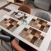 4/6/8/10PC Vintage Plaid Placemats Brown Rice Waterproof Restaurant Cafe Picnic Linen American Country Style