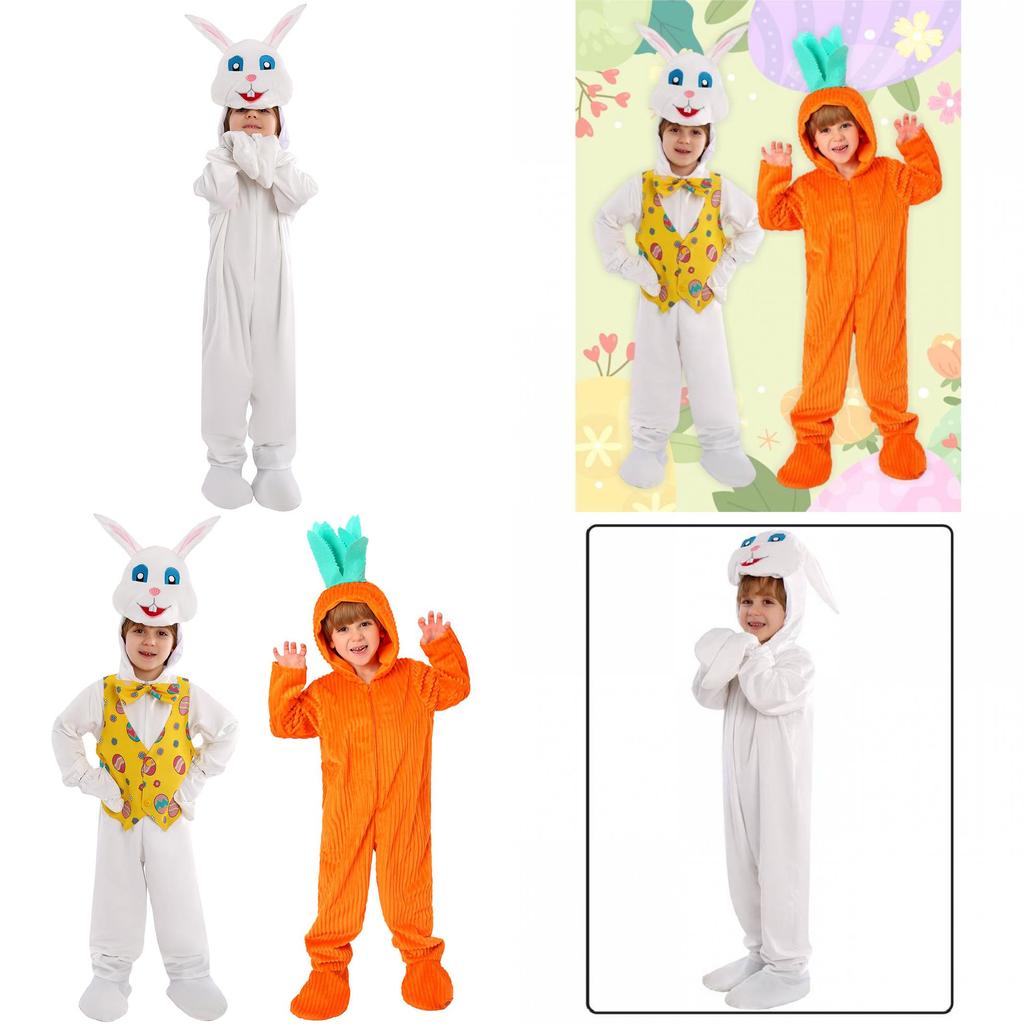 Kids Easter White Rabbit Costume With Comfortable Polyester Material For Stage Show