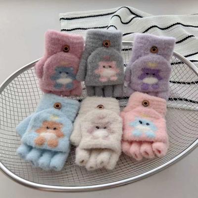 Children's Flip Top Gloves Autumn and Winter Writing Gloves for Boys and Girls  Cute Cartoon Warm Gloves