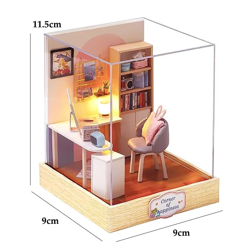 DIY Kitten Mini DollHouses Assembly Model Building Kit Creative Room Bedroom Decoration With Furniture Wooden Crafts Toys Gifts