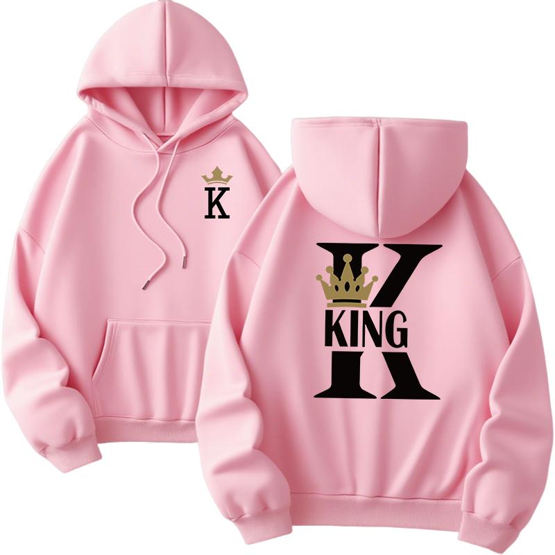 Arrival Couples Sweatshirts Classic Queen King Print Pullover Woman Man Home Outdoor Comfort Warm Loose Casual Hoodies