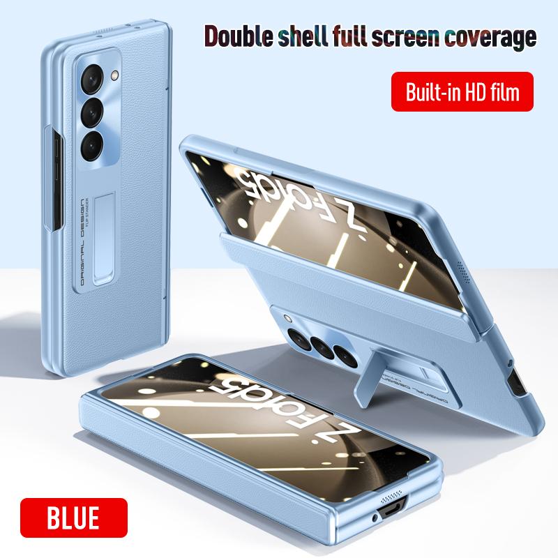 Bracket Case for Samsung Galaxy Z Fold 6 5 4 Fold 5 Front Screen with Film Protection Shockproof Fashion Hinge Skin Feel Cover