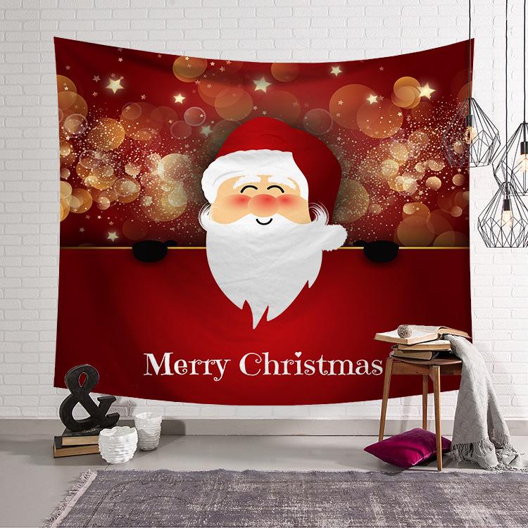 Santa Claus Christmas Tree Printed Polyester Tapestry Home Decor Tapestry Room Wall Decor Backdrop Fabric