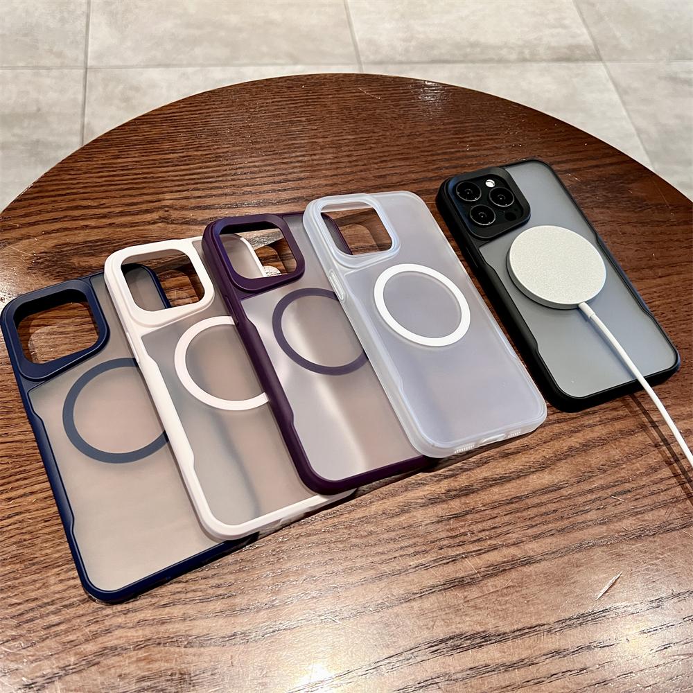 For Magsafe Magnetic Matte Clear Armor Wireless Charging Case For iPhone 15 14 13 12 Pro Max Plus Hard Acrylic Shockproof Cover