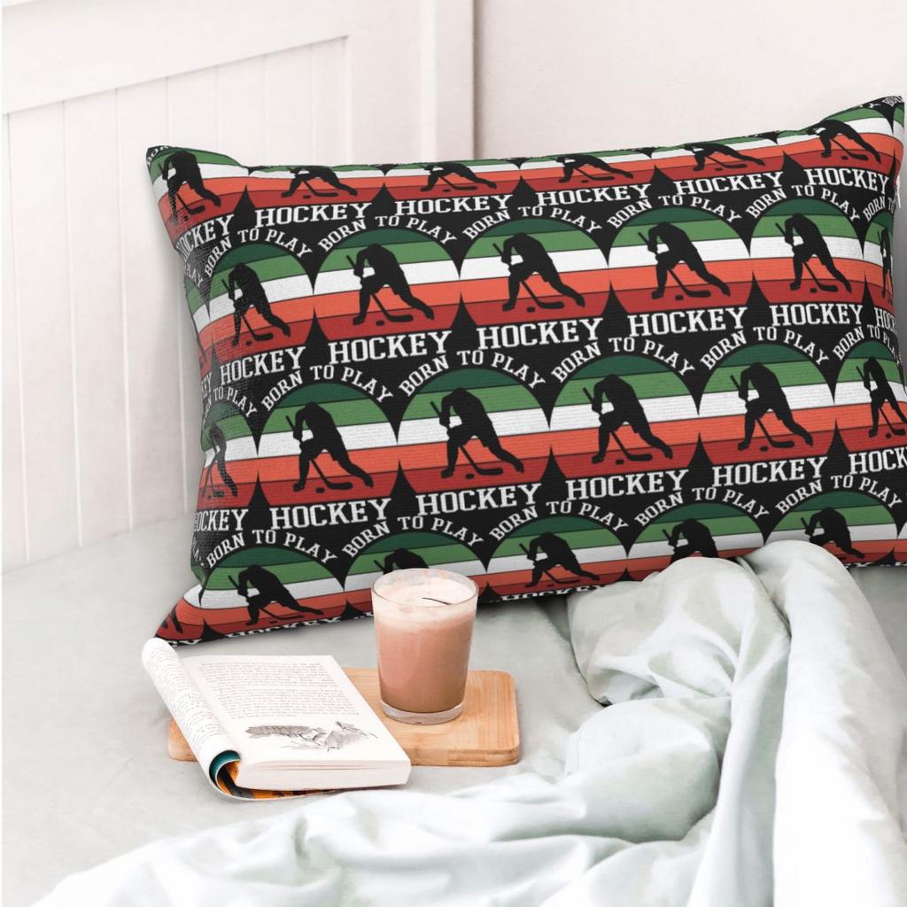 Born To Play Hockey Rectangle Pillowcase Cushion Cover Decor Bedroom Bed Home Comfort Throw Pillow