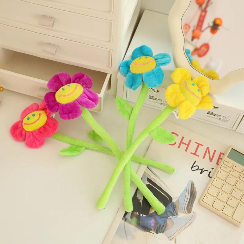 Curtain Accessories Home Decoration Cute Smile Cartoon Sunflower Rose Plush Toys Christmas Valentine's Day Gift