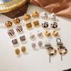 Retro Geometric Square Coffee Leopard Print Earrings Women's Fashion Autumn and Winter New High-end Commuter Earrings Ear Jewelry