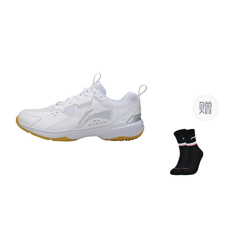 Li Ning Ace Cushioning Slip Resistant Abrasion Resistant Breathable Mid Top Badminton Shoes Unisex White AYTT001-5