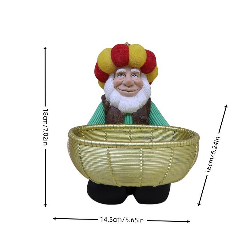 

Hand-Painted Resin Figurine Traditional Middle Eastern Design with Red Golden Hat Green Robe Beard Indoor/Outdoor Home Decor