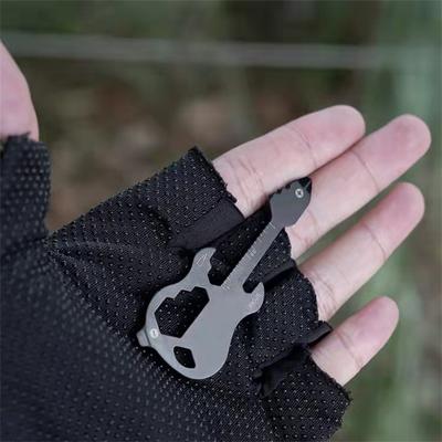 1pc Multipurpose Screwdriver Electric Guitar Shaped Slotted Key Chain Opener Mini Outdoor Camping Repair Kit