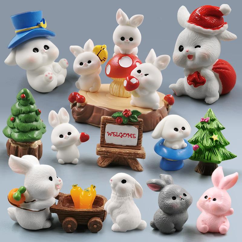 2026 Hot Easter Christmas Rabbit Figurine Landscape Home Kawaii Room Decor Miniature Fairy Garden Decoration Accessories Modern